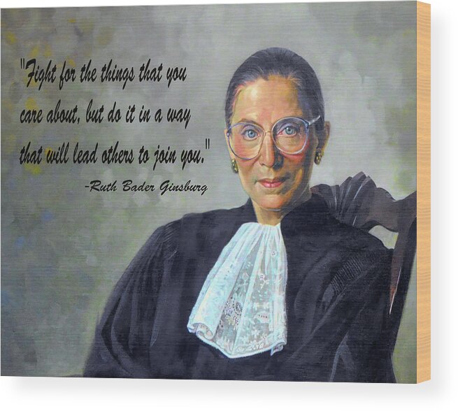  Ruth Bader Ginsburg Wood Print featuring the painting Ruth Bader Ginsburg Painting #1 by Supreme Court of the United States