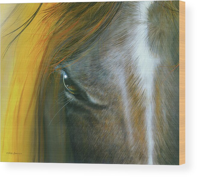 Horse Wood Print featuring the painting Soul Within #1 by Mike Brown