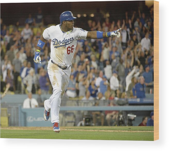 California Wood Print featuring the photograph Yasiel Puig #1 by Harry How