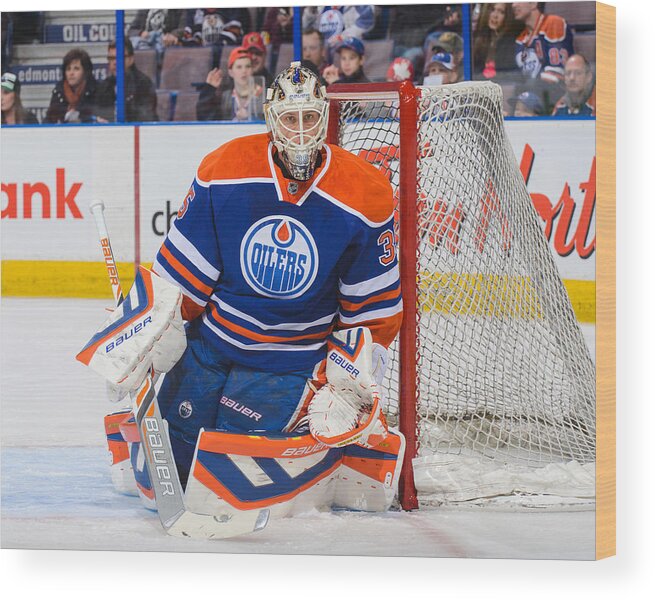 National Hockey League Wood Print featuring the photograph Calgary Flames v Edmonton Oilers #12 by Derek Leung