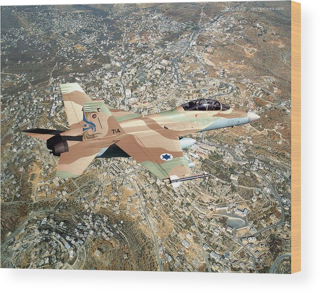 Super Hornet Wood Print featuring the digital art 12. F/A-18FI Israeli Super Hornet by Custom Aviation Art