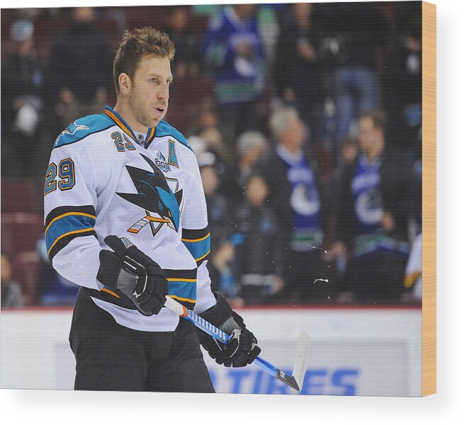 National Hockey League Wood Print featuring the photograph San Jose Sharks v Vancouver Canucks #15 by Derek Leung