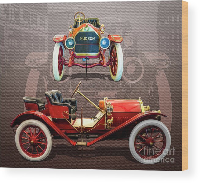 Hudson Wood Print featuring the digital art 1909 Hudson Roadster by Anthony Ellis