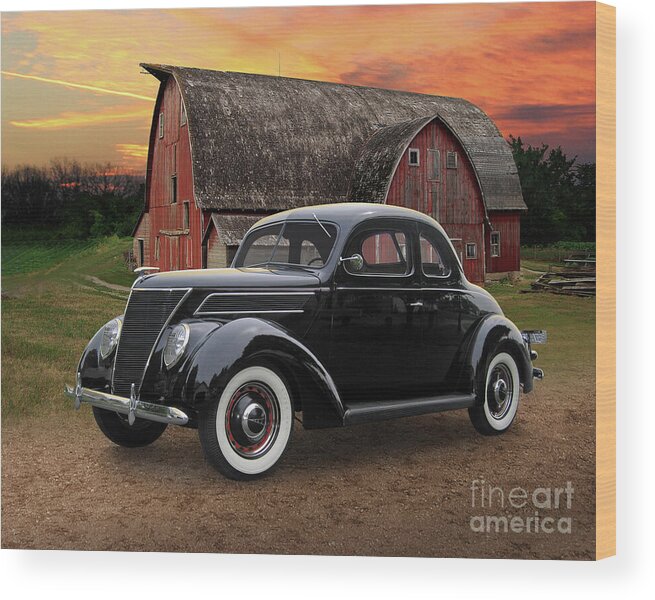 1937 Wood Print featuring the photograph 1937 Ford Coupe, Carver County Barn by Ron Long