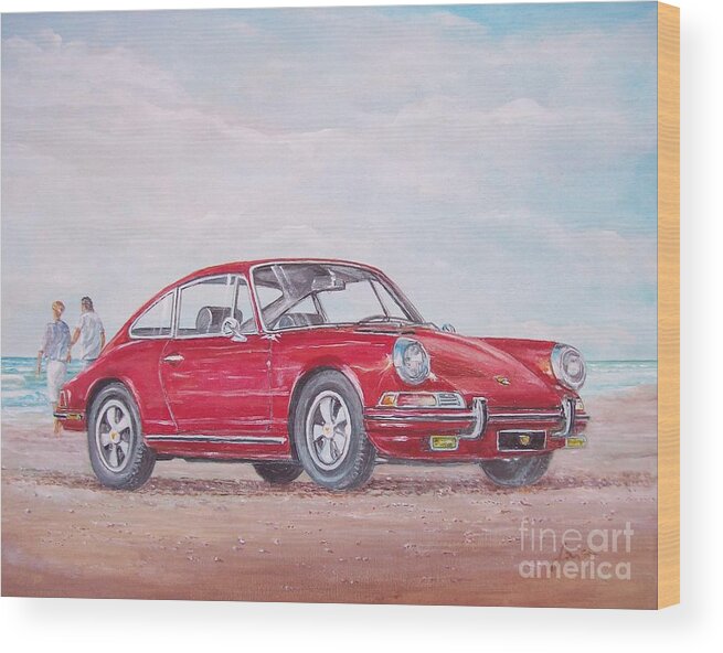 Classic Cars Paintings Wood Print featuring the painting 1968 Porsche 911 2.0 S by Sinisa Saratlic
