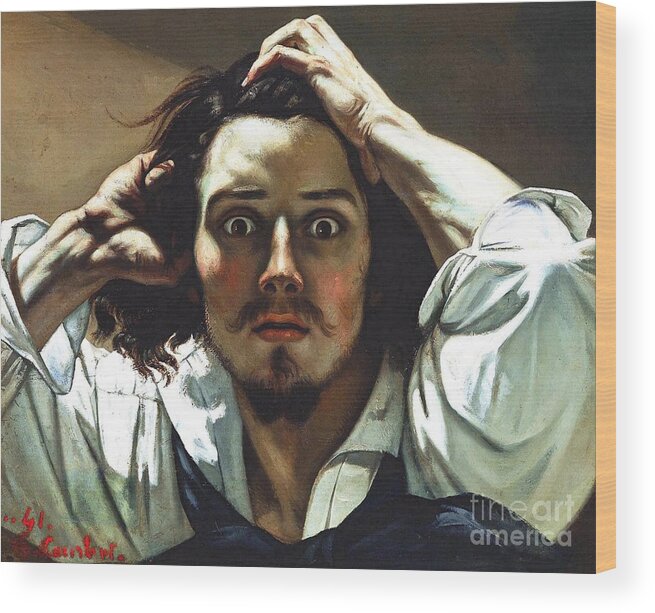 The Desperate Man Wood Print featuring the painting The Desperate Man #2 by Gustave Courbet