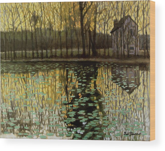 Sunset Painting Wood Print featuring the painting The Lady of the Lake #2 by David Zimmerman