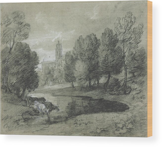 Thomas Gainsborough Wood Print featuring the painting Thomas Gainsborough, R.A. #2 by MotionAge Designs