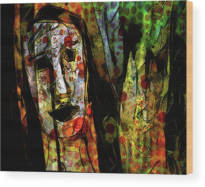 Face Wood Print featuring the digital art Strength by Marina Flournoy