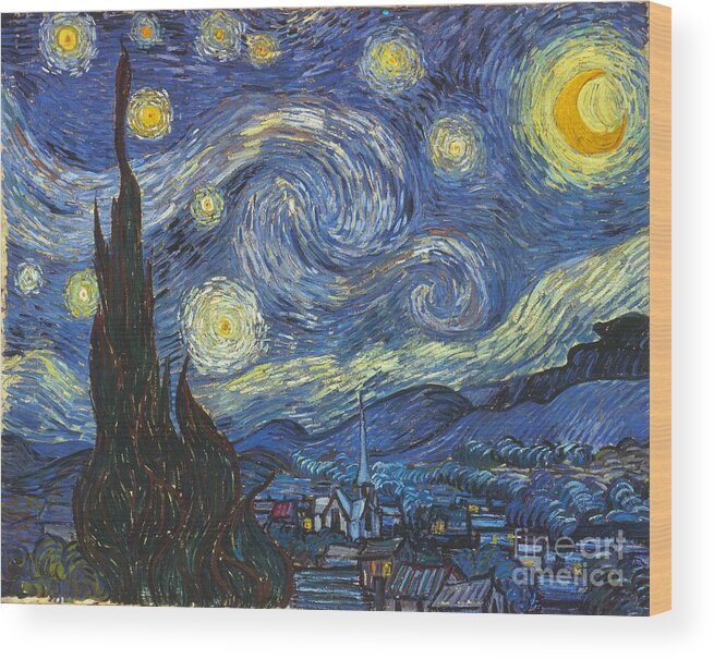 1889 Wood Print featuring the painting Starry Night #25 by Vincent Van Gogh