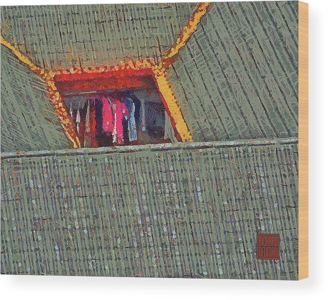 Abstract Wood Print featuring the mixed media 294 Architectural Pattern, Roof Courtyard Laundry, Wuhan, China by Richard Neuman Architectural Gifts