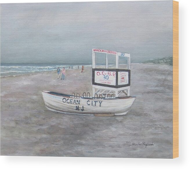 Painting Wood Print featuring the painting 30th Street Ocean City by Paula Pagliughi