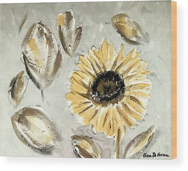 Sunflower Wood Print featuring the digital art Sunflower #4 by Gina De Gorna