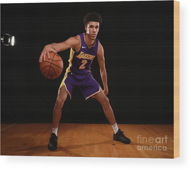 Nba Pro Basketball Wood Print featuring the photograph Lonzo Ball by Brian Babineau