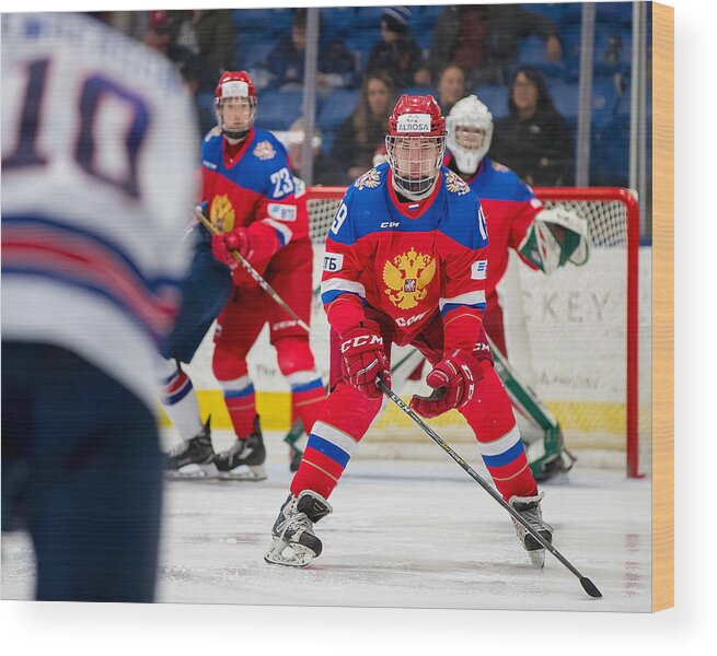 International Match Wood Print featuring the photograph 2018 Under-18 Five Nations Tournament - Russia v USA #7 by Dave Reginek