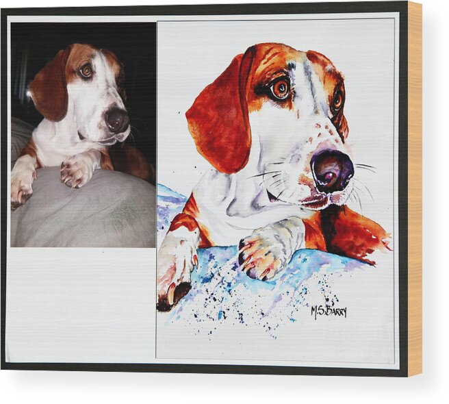  Wood Print featuring the painting Pet Portrait Commission #9 by Maria Barry