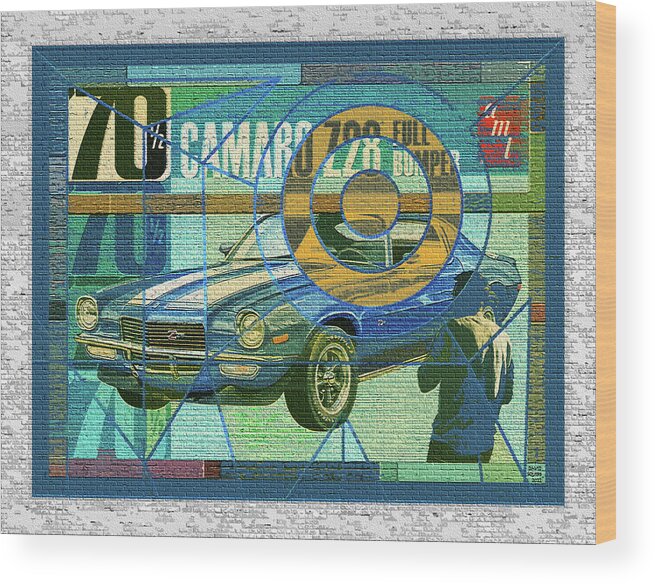 70 Chevy Wood Print featuring the digital art 70 Chevy / AMT Camaro by David Squibb