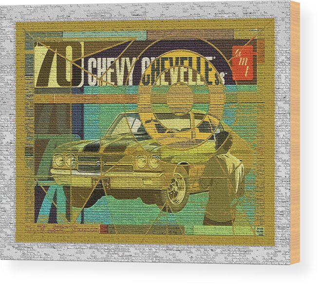 70 Chevy Wood Print featuring the digital art 70 Chevy / AMT Chevelle by David Squibb