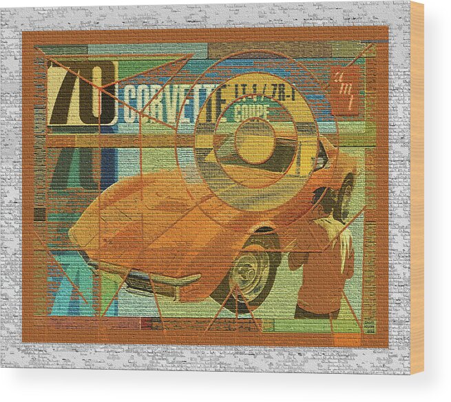 70 Chevy Wood Print featuring the digital art 70 Chevy / AMT Corvette by David Squibb