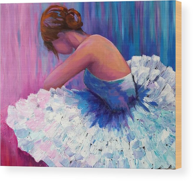 Ballet Wood Print featuring the painting A Ballerina in Repose by Rosie Sherman