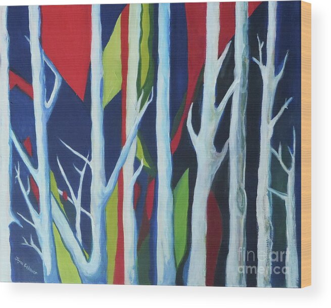 Trees Scene Wood Print featuring the painting A Tall Stand by Joyce Gebauer