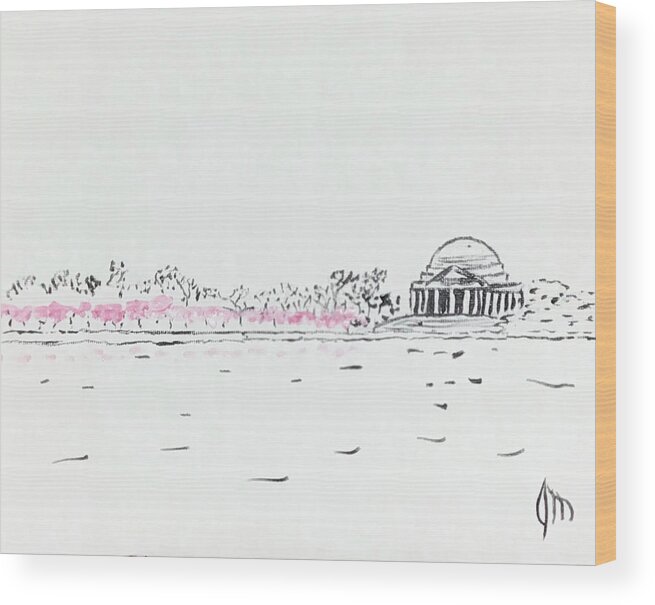 Cherry Blossoms Wood Print featuring the painting A touch of pink #1 by John Macarthur