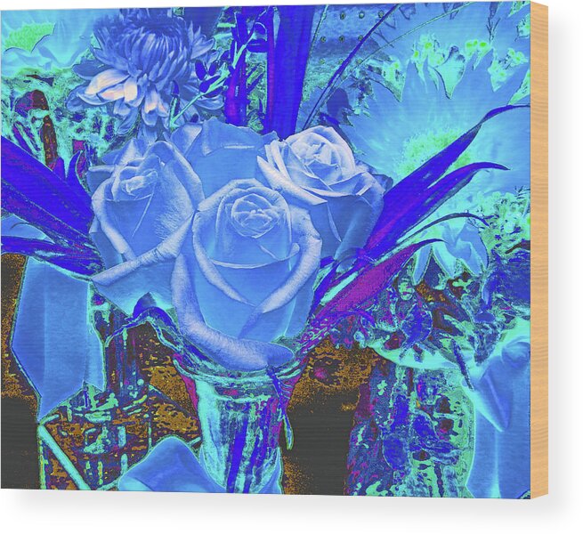 Roses Wood Print featuring the photograph Abstract Blue Roses by Andrew Lawrence