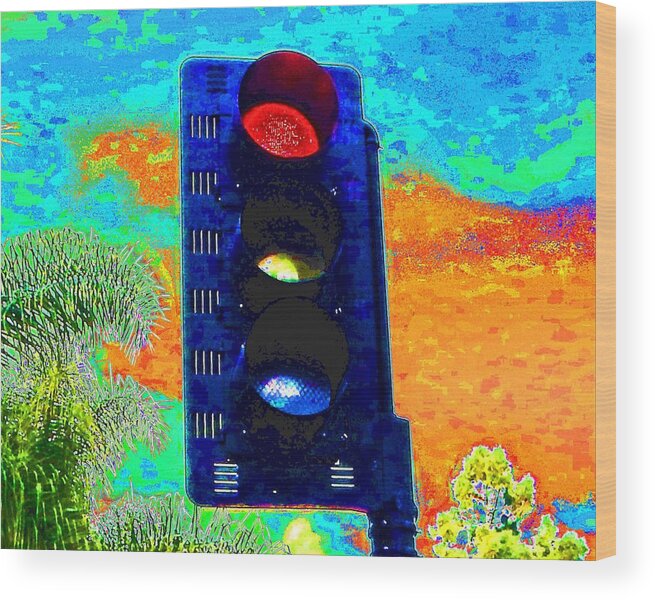 Abstract Wood Print featuring the photograph Abstract Traffic Light by Andrew Lawrence