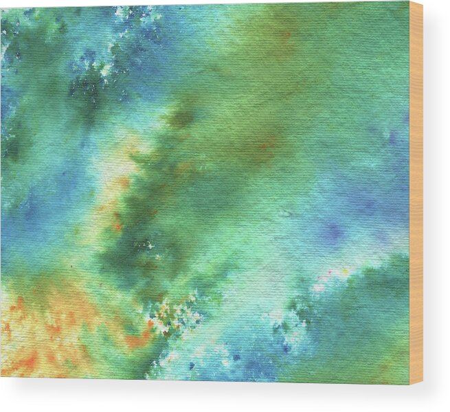 Abstract Watercolor Wood Print featuring the painting Abstract Watercolor Rainbow Splashes Organic Natural Happy Colors Art I by Irina Sztukowski