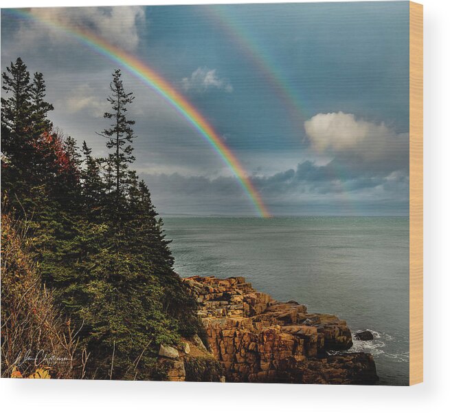 Acadia Wood Print featuring the photograph Acadia Double Rainbow by William Christiansen