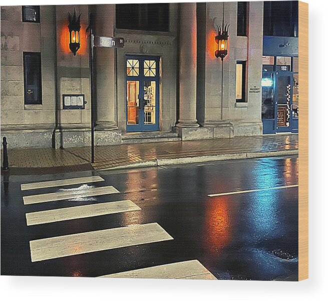Crosswalk Wood Print featuring the photograph After Dinner Stroll by Lee Darnell