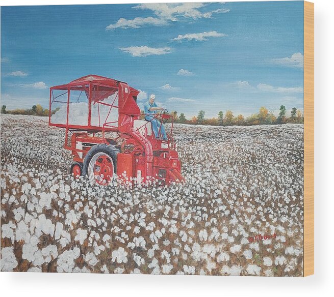 Picking Cotton Wood Print featuring the painting Alabama Fields of White by ML McCormick