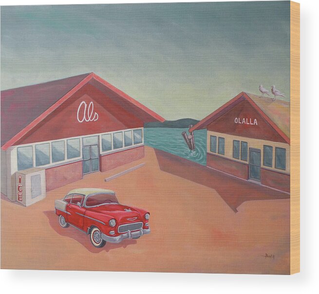 Al's Store Wood Print featuring the painting Al's Store by Sally Banfill