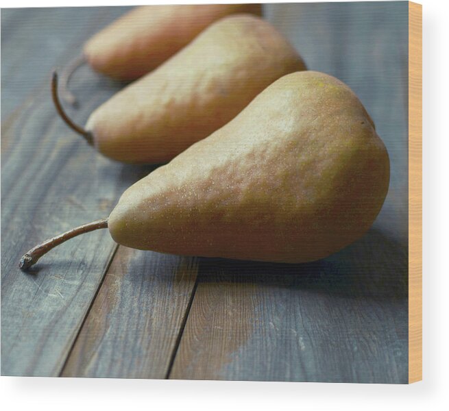 Pears Wood Print featuring the photograph Amber Pears by Lupen Grainne