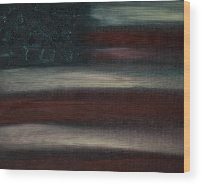 American Flag Wood Print featuring the painting American Flag Oil Painting by Amelia Pearn