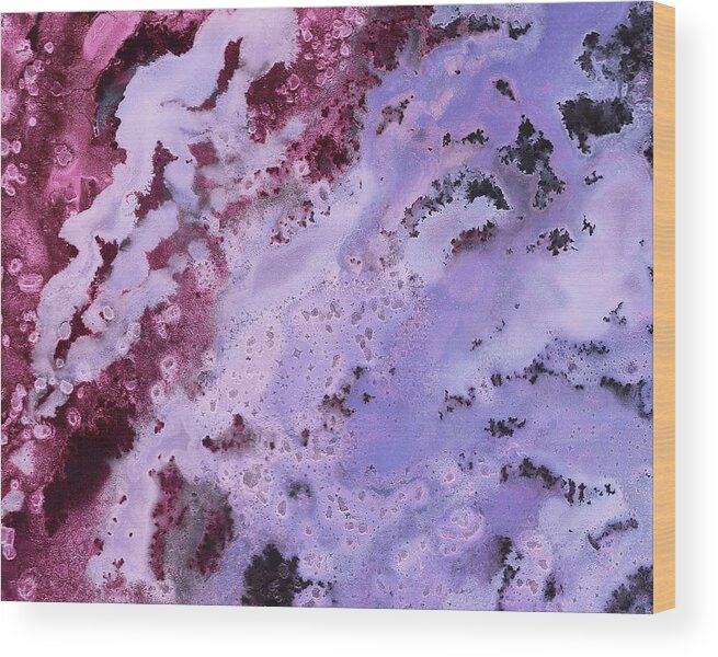Purple Wood Print featuring the painting Amethyst Crystals Abstract Watercolor Decor by Irina Sztukowski