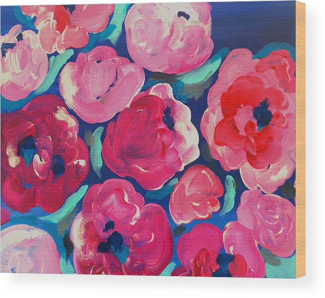 Floral Art Wood Print featuring the painting Amore by Beth Ann Scott