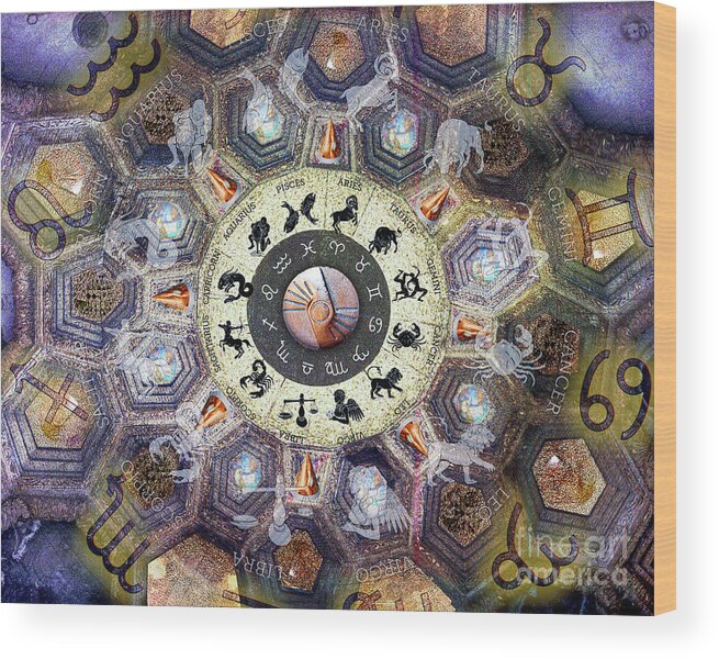 Mystic's Astrologer's Wood Print featuring the digital art Astrologer's Ceiling by Anthony Ellis