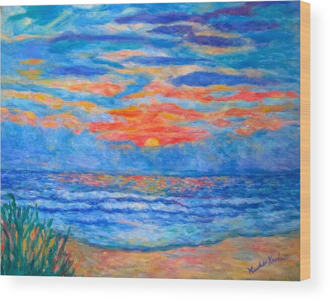 Ocean Wood Print featuring the painting Atlantic Sunrise by Kendall Kessler