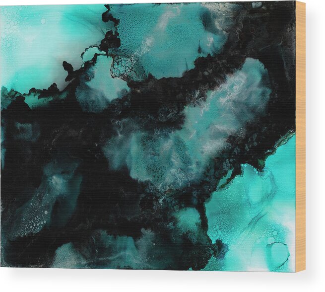 Teal Wood Print featuring the painting Atoll by Tamara Nelson