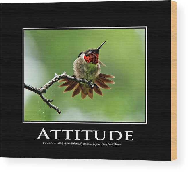 Inspirational Wood Print featuring the photograph Attitude Inspirational Motivational Poster Art by Christina Rollo