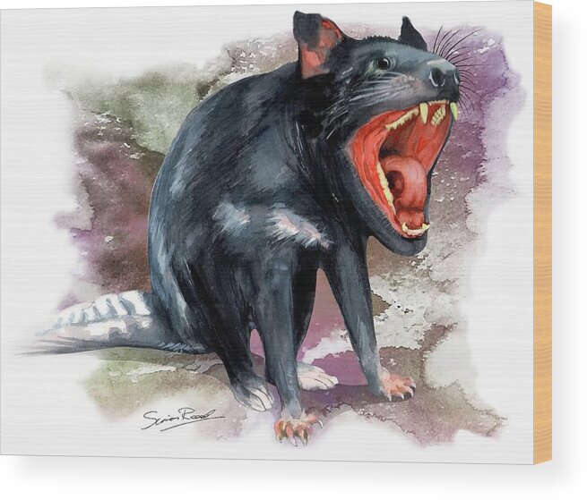 Art Wood Print featuring the painting Australian Tasmanian Devil by Simon Read