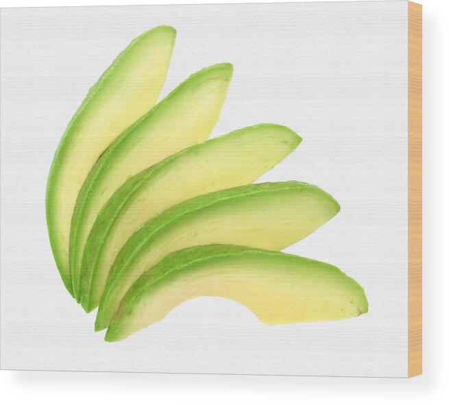 White Background Wood Print featuring the photograph Avocado Slices by Suzifoo