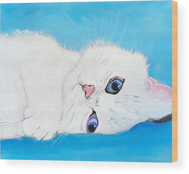 Pets Wood Print featuring the painting Baby Blue Eyes by Kathie Camara