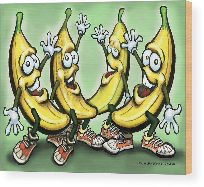 Banana Wood Print featuring the painting Bananas by Kevin Middleton