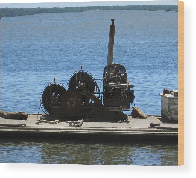 Machinery Wood Print featuring the photograph Barge Punk by Lin Grosvenor