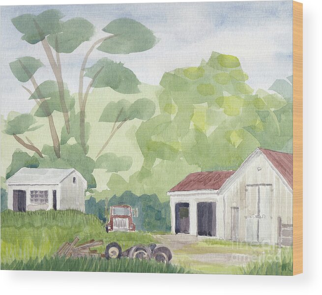 Maryland Wood Print featuring the painting Outbuildings off Bay Dale Drive by Maryland Outdoor Life