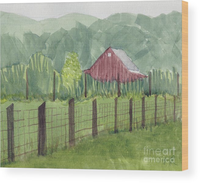 Maryland Farm Barn Wood Print featuring the painting Barn on Holly Drive by Maryland Outdoor Life