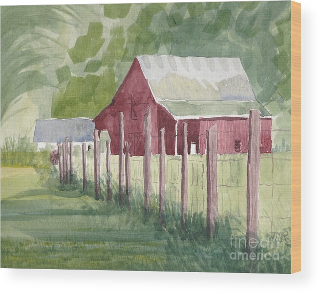 Maryland Wood Print featuring the painting Barn, View #2, on Holly Drive by Maryland Outdoor Life
