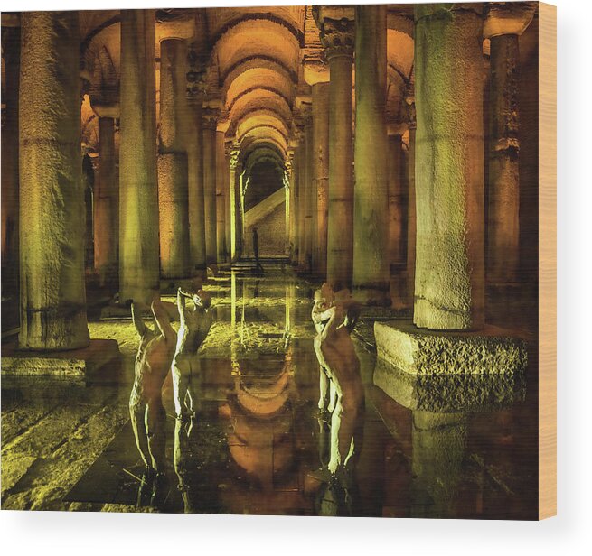 Basilica Cistern Wood Print featuring the photograph Basilica Cistern in Istanbul by Rebecca Herranen